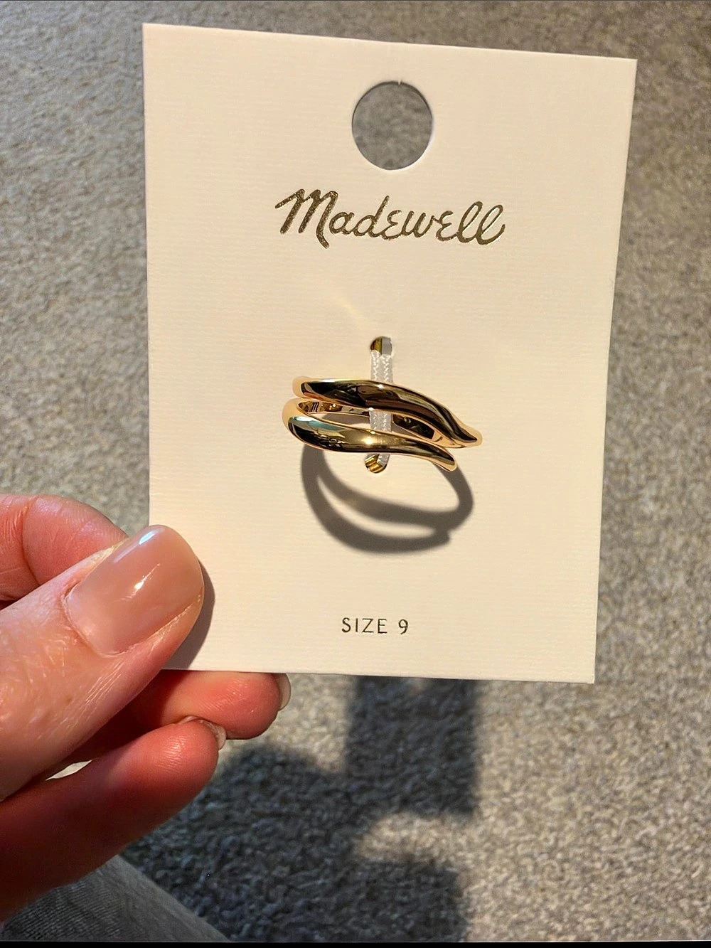 Madewell Gold Wave Statement Ring, Size 9, NWT!
